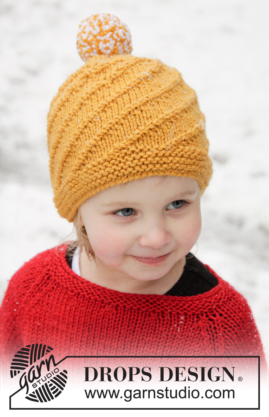 Swirl N Twirl / DROPS Extra 0-1020 - Knitted DROPS hat with spiral pattern in ”Alaska”. Size 1-12 years