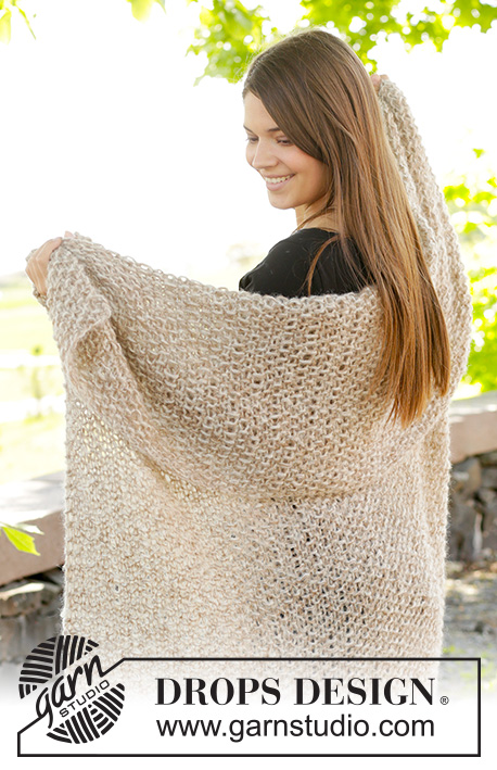 Key Coast / DROPS Extra 0-1032 - Stickad DROPS filt i 3 trådar ”Brushed Alpaca Silk” med moss-stickning