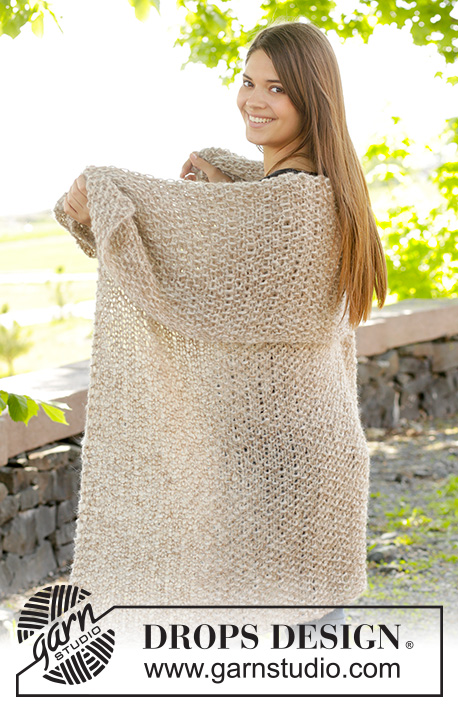 Key Coast / DROPS Extra 0-1032 - Stickad DROPS filt i 3 trådar ”Brushed Alpaca Silk” med moss-stickning