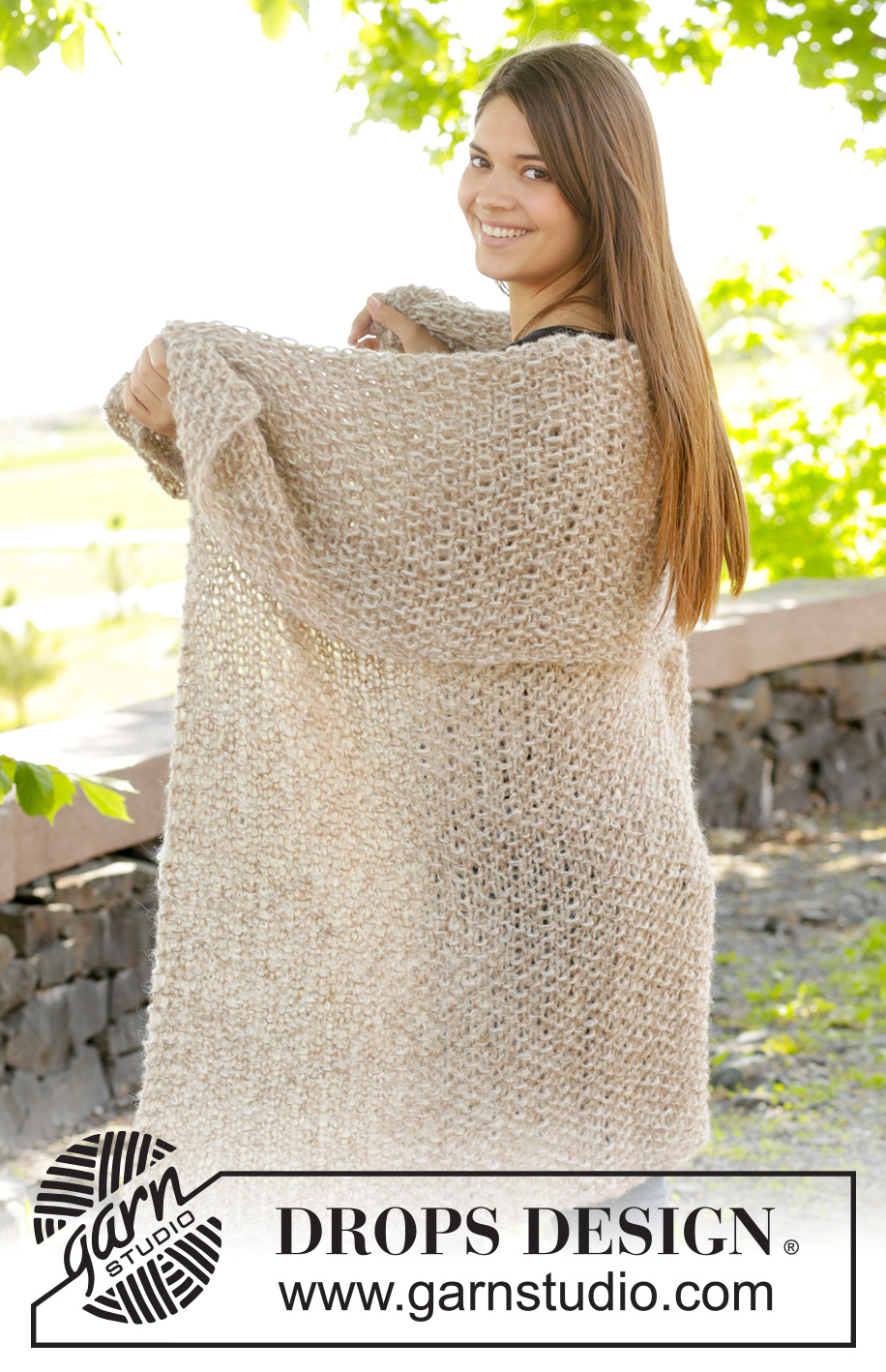 Key Coast / DROPS Extra 0-1032 - Stickad DROPS filt i 3 trådar ”Brushed Alpaca Silk” med moss-stickning