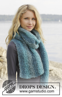 Brisa de Mar Scarf / DROPS Extra 0-1039 - Strikket DROPS skjerf i ”Verdi” med riller