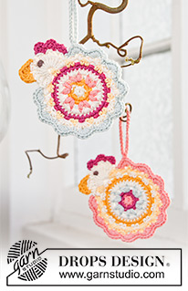 Chicken Vanes / DROPS Extra 0-1097 - DROPS Pasen: haak DROPS paaskuiken van ”Safran”.