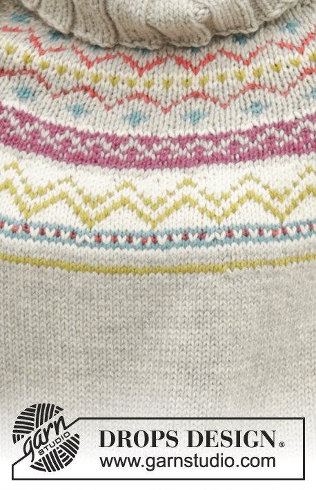 Neuqu / DROPS Extra 0-1164 - Knitted DROPS poncho with Nordic pattern in ”Nepal”. Size: S - XXXL.