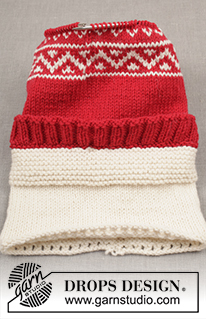 Merrier Christmas / DROPS Extra 0-1195 - Strikket nisse: trekk til vinkartong med nordisk mønster og pompong, i DROPS Nepal og skjegg i DROPS Snow. Tema: jul