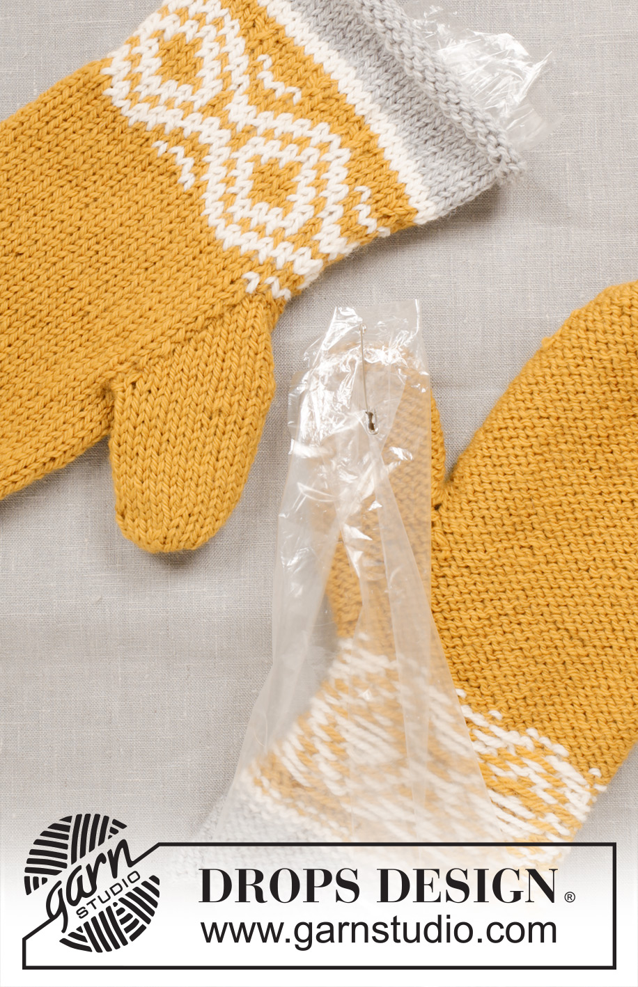 Touch of Gold / DROPS Extra 0-1245 - DROPS Easter: Knitted and felted DROPS mittens for men and women with Nordic pattern in ”Alaska”.