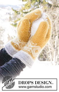 Touch of Gold / DROPS Extra 0-1245 - DROPS Easter: Knitted and felted DROPS mittens for men and women with Nordic pattern in ”Alaska”.