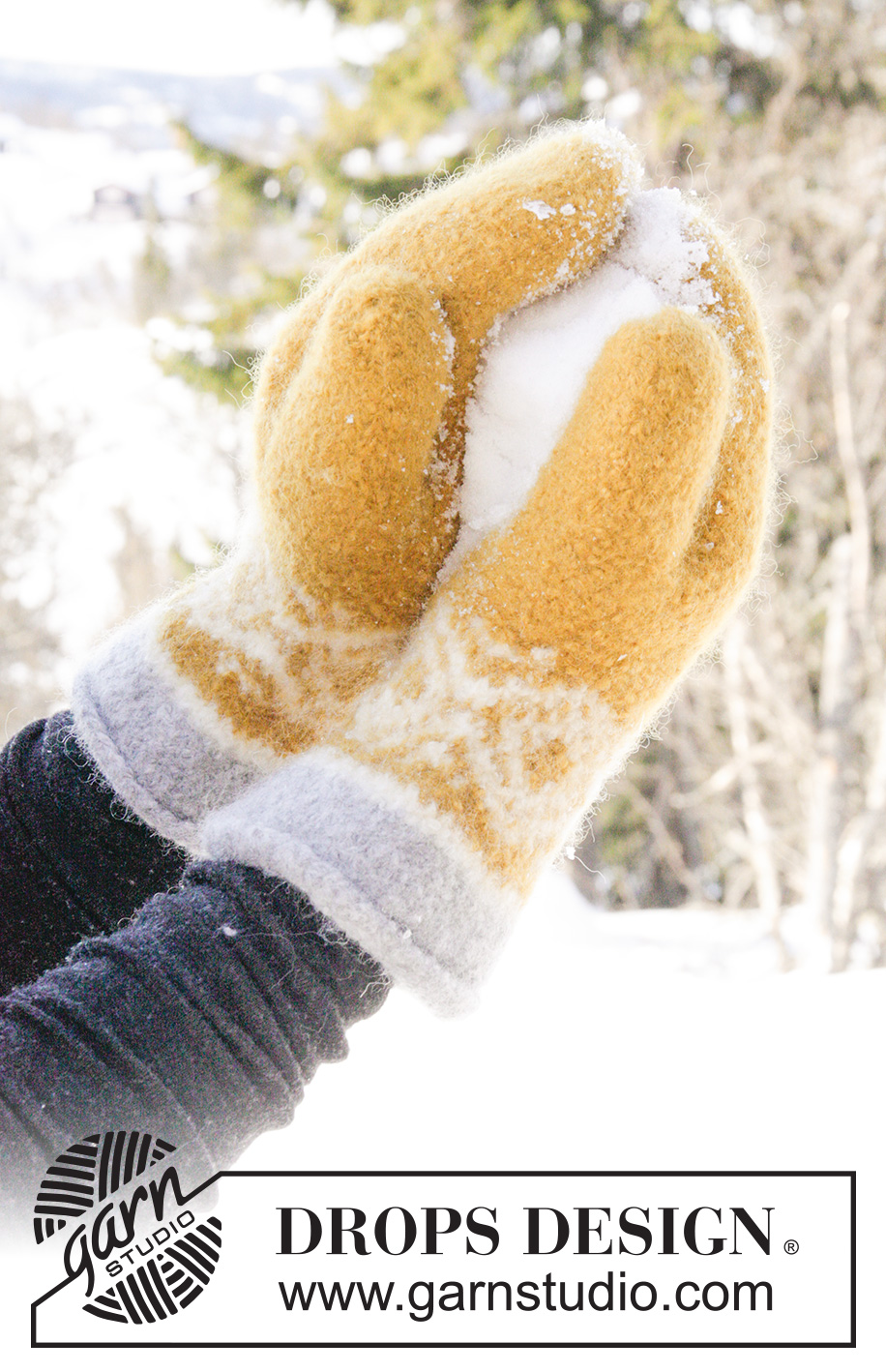 Touch of Gold / DROPS Extra 0-1245 - DROPS Easter: Knitted and felted DROPS mittens for men and women with Nordic pattern in ”Alaska”.
