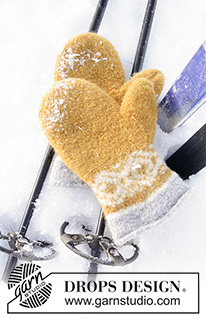 Touch of Gold / DROPS Extra 0-1245 - DROPS Easter: Knitted and felted DROPS mittens for men and women with Nordic pattern in ”Alaska”.