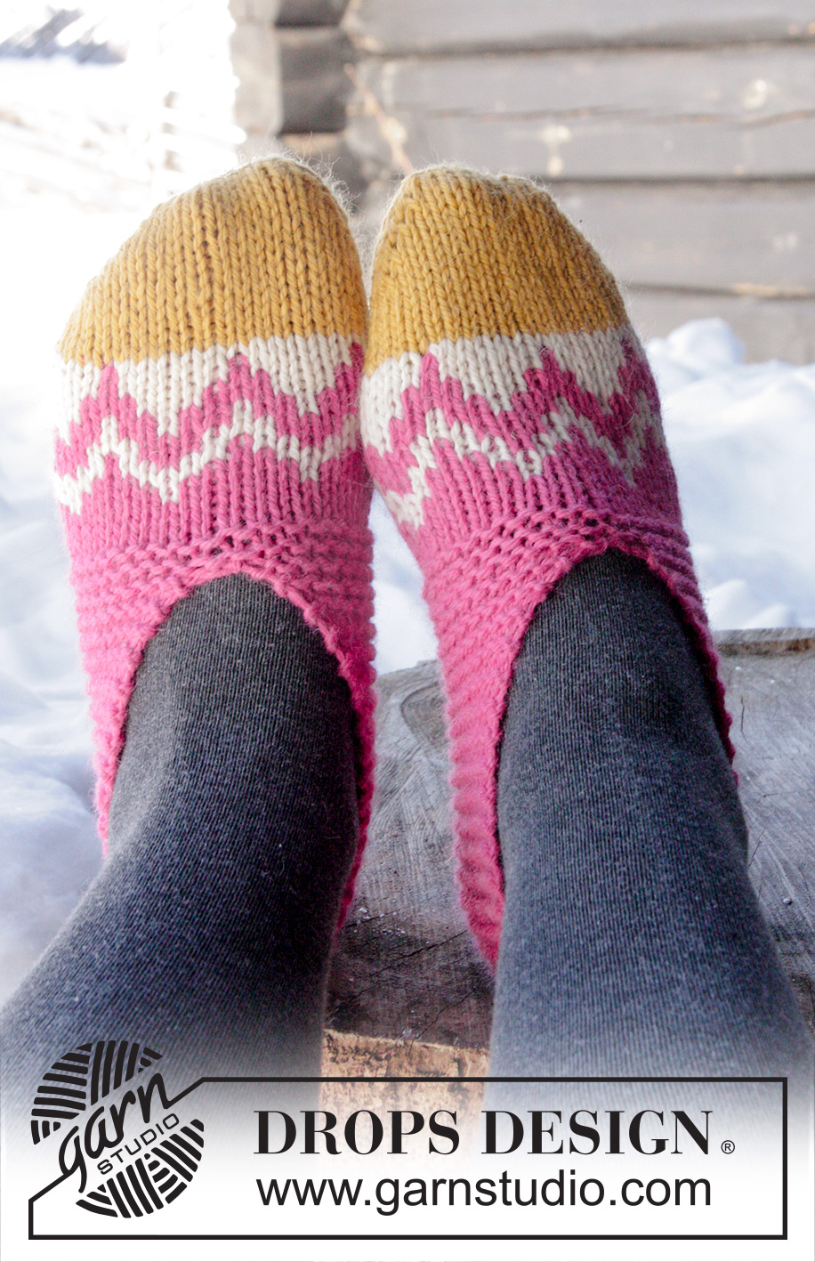 Easter Parade / DROPS Extra 0-1247 - DROPS Easter: Knitted DROPS slippers with Nordic pattern worked from toe up in ”Nepal”. Size 35 - 42
