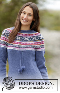 Moon Valley / DROPS Extra 0-1263 - Strikket DROPS kjole i ”Karisma” med rundfelling og norsk mønster. Str S - XXXL