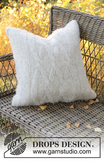 Diamond Bliss Pillow / DROPS Extra 0-1313 - Knitted pillow case with cables in DROPS Air.
