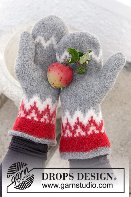 Festive Foraging / DROPS Extra 0-1328 - Gebreide en gevilte wanten voor Kerst met Noors patroon van DROPS Lima.