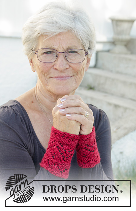 Holiday Plans / DROPS Extra 0-1337 - Manchettes ajourées pour Noël, en DROPS BabyAlpaca Silk