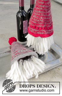 Joyous Break / DROPS Extra 0-1343 - Gestrickte und gefilzte Flaschenhüllen für Weihnachten in DROPS Snow.
