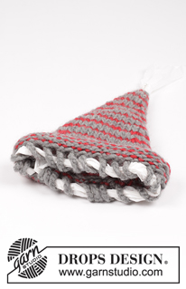 Joyous Break / DROPS Extra 0-1343 - Gestrickte und gefilzte Flaschenhüllen für Weihnachten in DROPS Snow.
