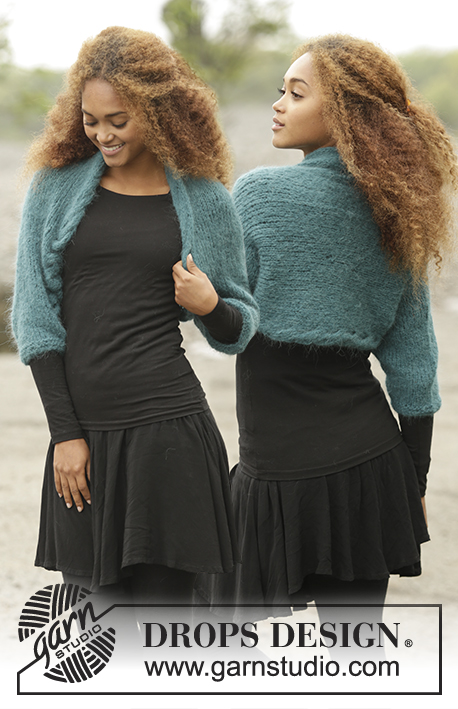Irish Eyes / DROPS Extra 0-1352 - Gebreide bolero van DROPS Melody met kabels, wordt zijdelings gebreid. Maat: S - XXXL.