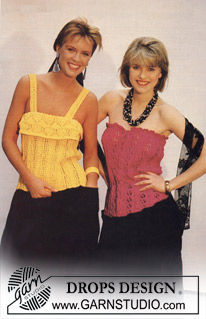 DROPS Extra 0-136 - DROPS summer top with lace pattern in Retinella. Size S – L.