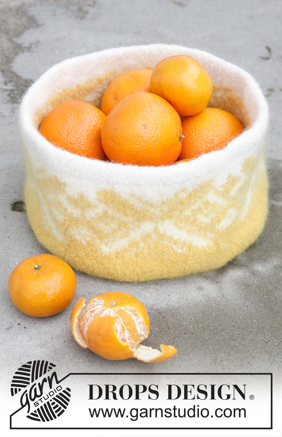 So Citric! / DROPS Extra 0-1374 - Strikket og tovet kurv til påske med flerfarget mønster i DROPS Snow