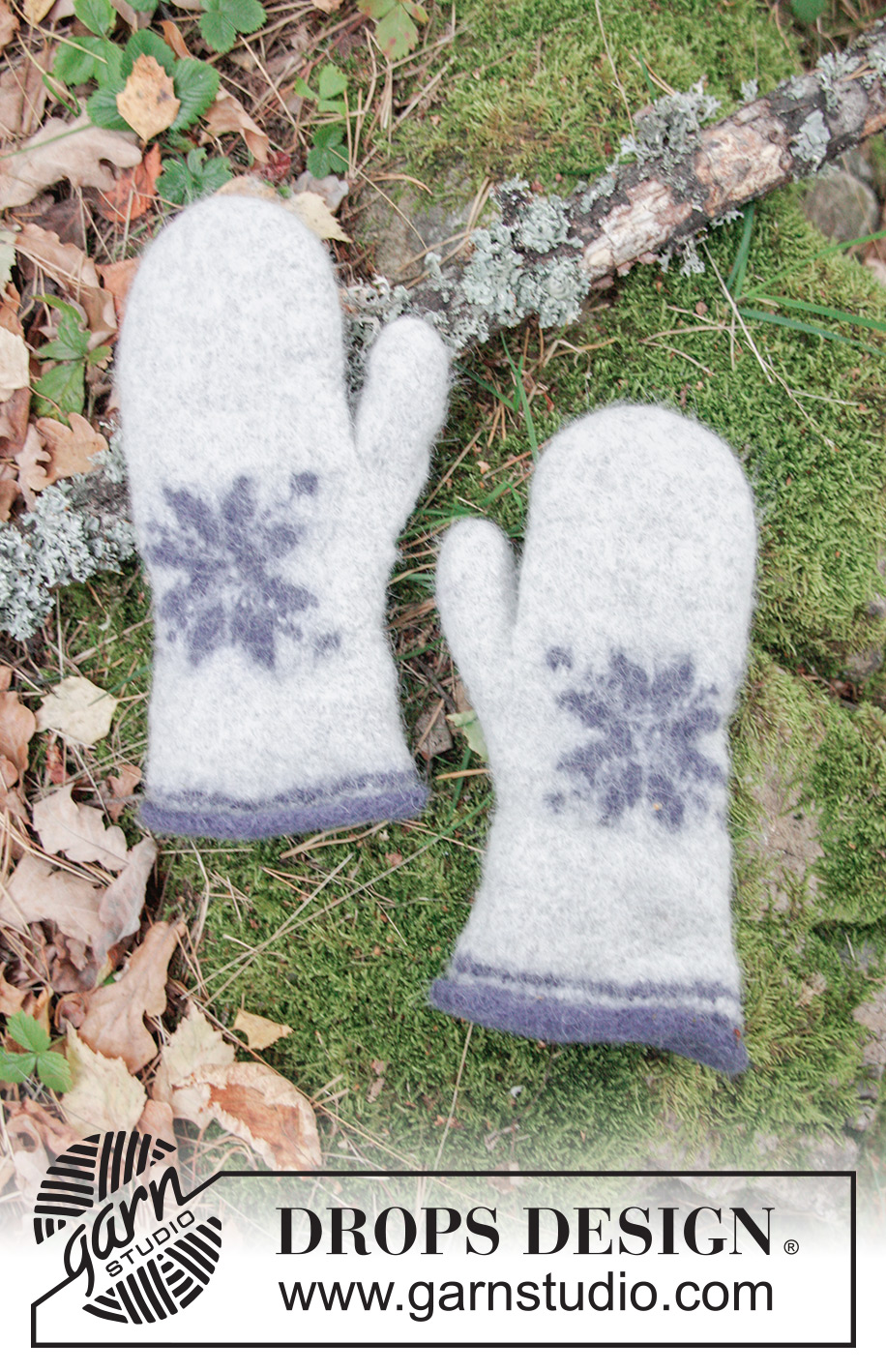 Icy Paws / DROPS Extra 0-1413 - Gefilzte Fäustlinge mit Sternen für Weihnachten. Die Arbeit wird gestrickt in DROPS Lima.