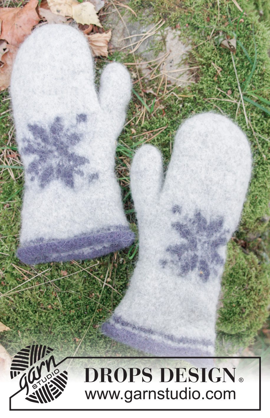 Icy Paws / DROPS Extra 0-1413 - Gefilzte Fäustlinge mit Sternen für Weihnachten. Die Arbeit wird gestrickt in DROPS Lima.