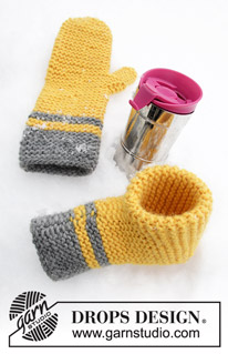 Keep It Warm / DROPS Extra 0-1422 - Knitted mitten and beer mitten in DROPS Snow. Stripes and garter stitch. Theme: Easter.