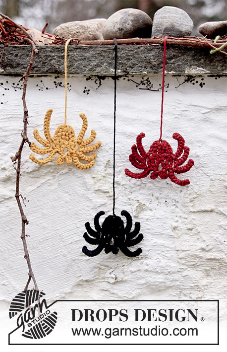 Miss Spider / DROPS Extra 0-1427 - Crocheted spider in DROPS Paris. Theme: Halloween.