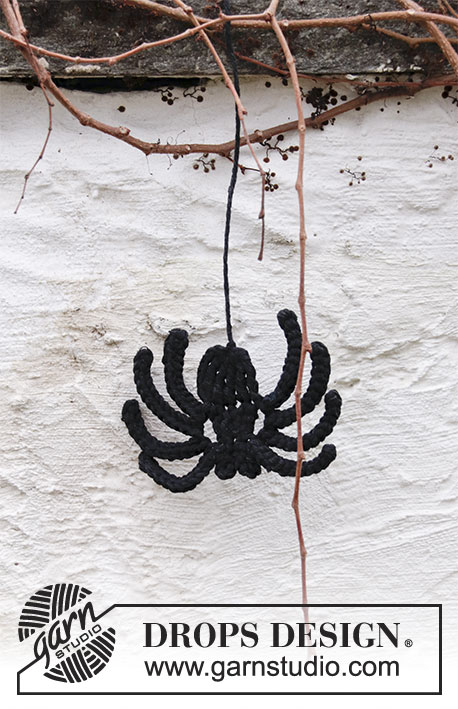 Miss Spider / DROPS Extra 0-1427 - Crocheted spider in DROPS Paris. Theme: Halloween.
