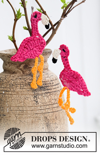 Dancing Flamingos / DROPS Extra 0-1454 - Virkad Flamingo i DROPS Paris. Tema: Påsk.