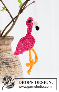 Dancing Flamingos / DROPS Extra 0-1454 - Virkad Flamingo i DROPS Paris. Tema: Påsk.