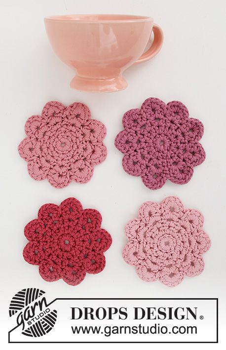 Blushing Coasters / DROPS Extra 0-1498 - Free crochet patterns by DROPS ...