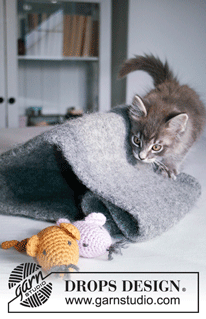 Kitty Hideout / DROPS Extra 0-1505 - DROPS Snow lõngast kootud ja vanutatud kassi pesa