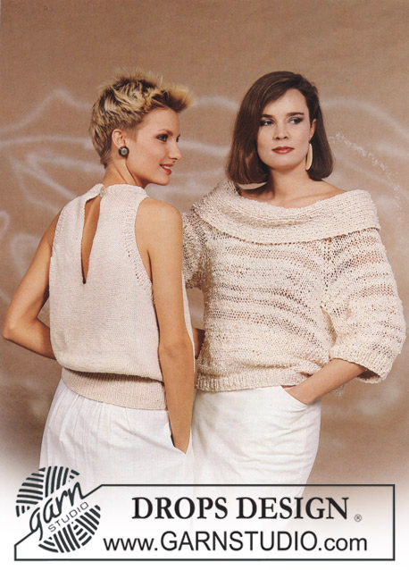 DROPS Extra 0-151 - DROPS jumper in Embrezza and Retinella with large collar. Size S-L.