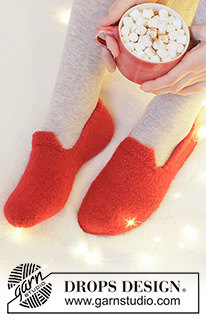 Christmas Steps / DROPS Extra 0-1545 - Knitted and felted slippers in DROPS Alaska for kids and adults. Size 26-46. Theme: Christmas.