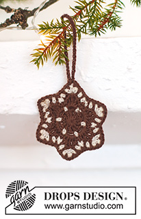 Gingerbread Stars / DROPS Extra 0-1554 - Gehäkelte Pfefferkuchen – Sterne in DROPS BabyMerino. Thema: Weihnachten.