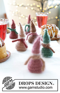 Breakfast Elves / DROPS Extra 0-1579 - Knitted elves in 2 strands DROPS Kid-Silk. The piece is worked bottom up, with hat and scarf. Theme: Christmas.