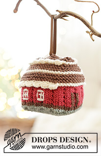 Winter's Tale / DROPS Extra 0-1608 - Knitted house/Christmas decoration in DROPS Merino Extra Fine. The piece is worked in the round, bottom up. Theme: Christmas.