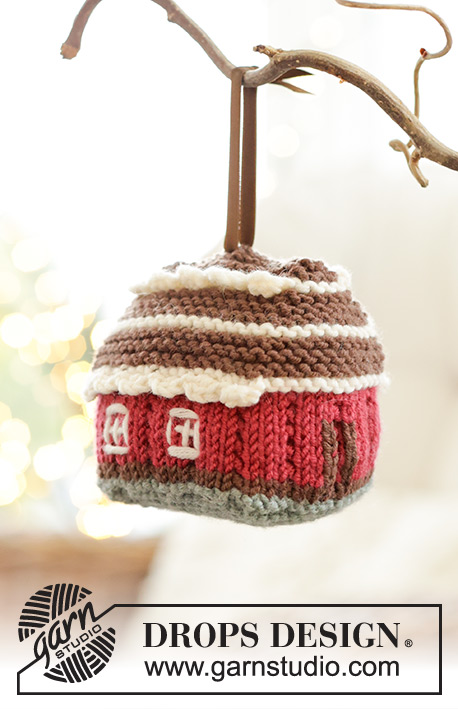 Winter's Tale / DROPS Extra 0-1608 - Knitted house/Christmas decoration in DROPS Merino Extra Fine. The piece is worked in the round, bottom up. Theme: Christmas.