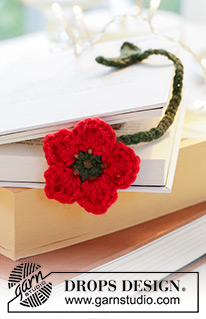 Flower Quotes / DROPS Extra 0-1618 - Heklet bokmerke med blomst i DROPS Nepal. Stilken hekles nedenfra og opp, deretter hekles blomsten rundt fra midten og ut. Tema: Jul.