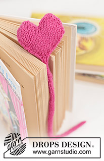 Storybook Heart / DROPS Extra 0-1651 - Knitted heart bookmark in DROPS Fabel. The piece is worked with I-cord.
Theme: Valentine.