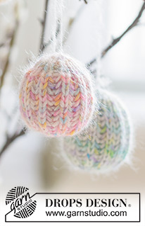 Spring Whimsy / DROPS Extra 0-1659 - DROPS Fiesta ja DROPS Kid-Silk lõngadest ringselt patentkoes kootud kaunistus muna munadepühadeks