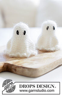 Haunt & Hook / DROPS Extra 0-1660 - Fantasma crochetado em DROPS Kid-Silk e em DROPS BabyMerino. Tema: Halloween.