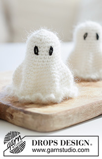 Haunt & Hook / DROPS Extra 0-1660 - Fantasma crochetado em DROPS Kid-Silk e em DROPS BabyMerino. Tema: Halloween.