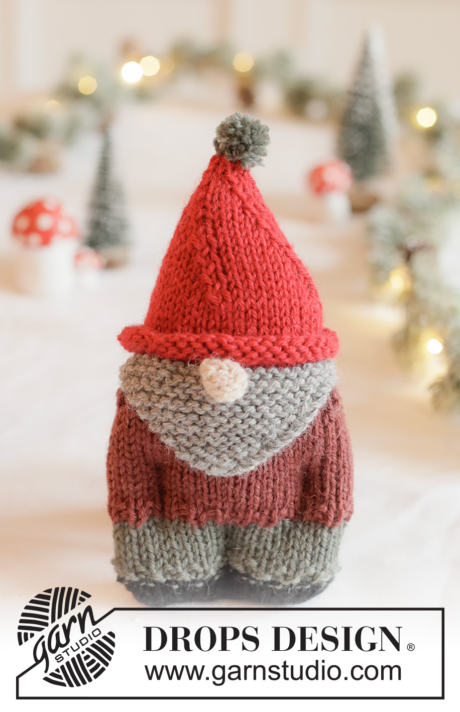Merry Beard / DROPS Extra 0-1663 - Gestrickter Weihnachtswichtel / Weihnachtsmann / Spielzeug in DROPS Lima. Die Arbeit wird von unten nach oben gestrickt. Thema: Weihnachten.