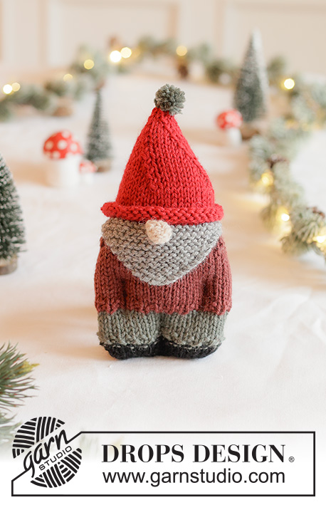 Merry Beard / DROPS Extra 0-1663 - Gestrickter Weihnachtswichtel / Weihnachtsmann / Spielzeug in DROPS Lima. Die Arbeit wird von unten nach oben gestrickt. Thema: Weihnachten.