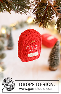 Santa's Mailbox / DROPS Extra 0-1667 - Crocheted postbox/Christmas decoration in DROPS Safran and DROPS Glitter. Theme: Christmas.