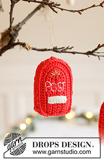 Santa's Mailbox / DROPS Extra 0-1667 - Crocheted postbox/Christmas decoration in DROPS Safran and DROPS Glitter. Theme: Christmas.