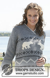Bear Hug / DROPS Extra 0-444 - Knitted DROPS Christmas jumper in ”Alaska” with polar bear pattern. Size XS - XXL.