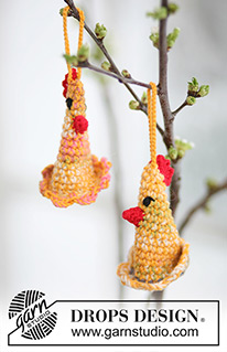Kikeriki / DROPS Extra 0-551 - Crochet DROPS Easter chickens in ”Fabel” and ”Safran”.