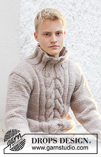 Admiral's Braid / DROPS Extra 0-553 - DROPSi palmikutega kampsun lõngast Snow või Andes. Suurused S kuni XXXL.