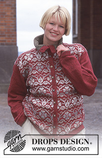 DROPS Extra 0-63 - DROPS Norwegian jacket in “Silke-Tweed with details on collar and sleeves in Pelsprint. Size S-L.